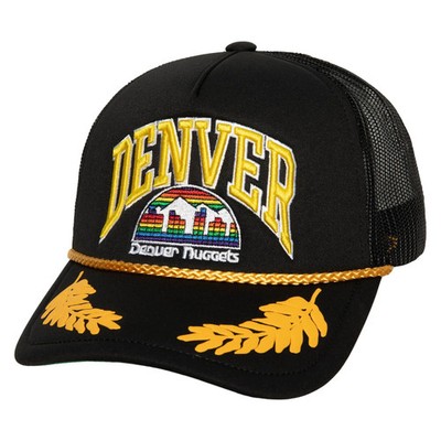 Denver Nuggets NBA Mitchell & Ness Gold Leaf Trucker Cap HWC