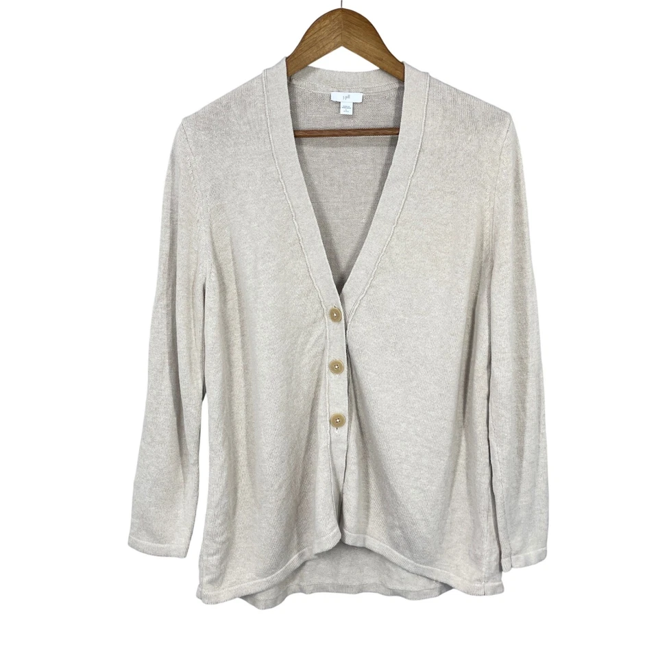 J Jill Sweater Woman Cardigan Quiet Luxury Wool Silk Blend Button Size L Petite - Image 3 of 4