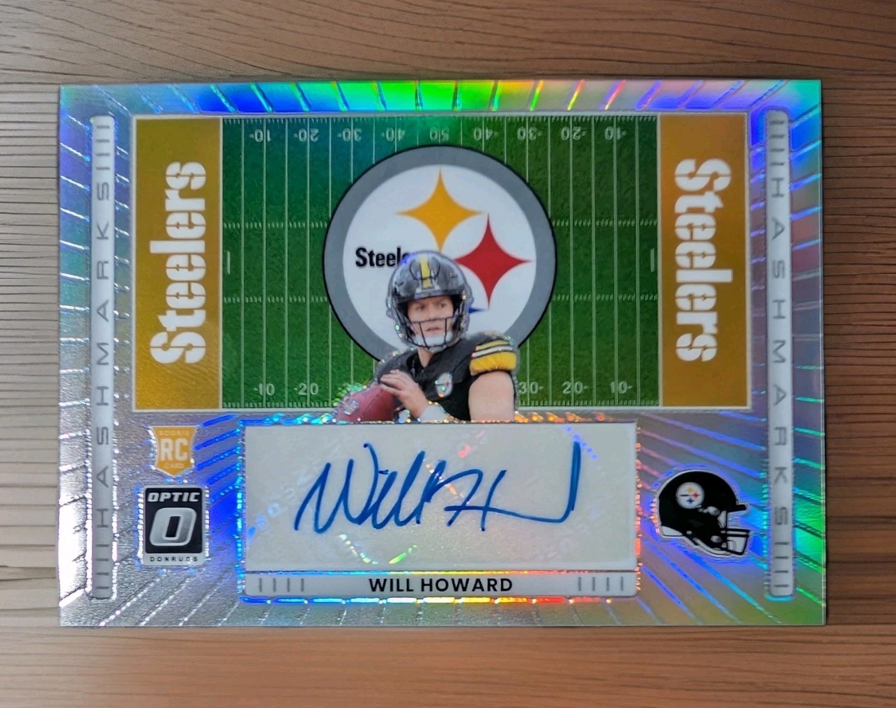 Will Howard Rookie Auto Hashmarks 2025 Donruss Optic SSP Silver Prizm Steelers