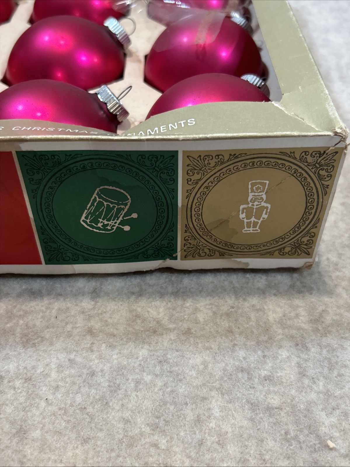 VTG SHINY BRITE 8 Mercury Glass Pink Christmas Ornaments w/ Box – Some Wear