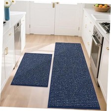 Kitchen Rugs and Mats 2PCS Non-Slip, 20"x32" 20"x48", Blue Kitchen Mats for