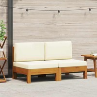 Vidaxl Mittelsofas 2 Stk. Mit CremeweißEn Kissen Massivholz Akazie Neu