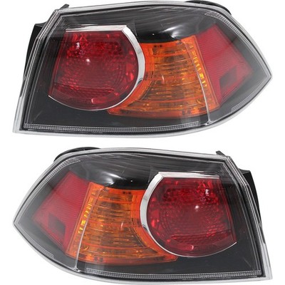 Halogen Tail Light Set Fits 2009-2017 Mitsubishi Lancer Outer Clear w/Bulbs 2Pcs
