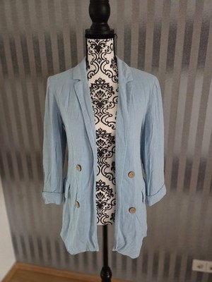 Stradivarius Leinen Blazer hellblau Gr. S Oversize