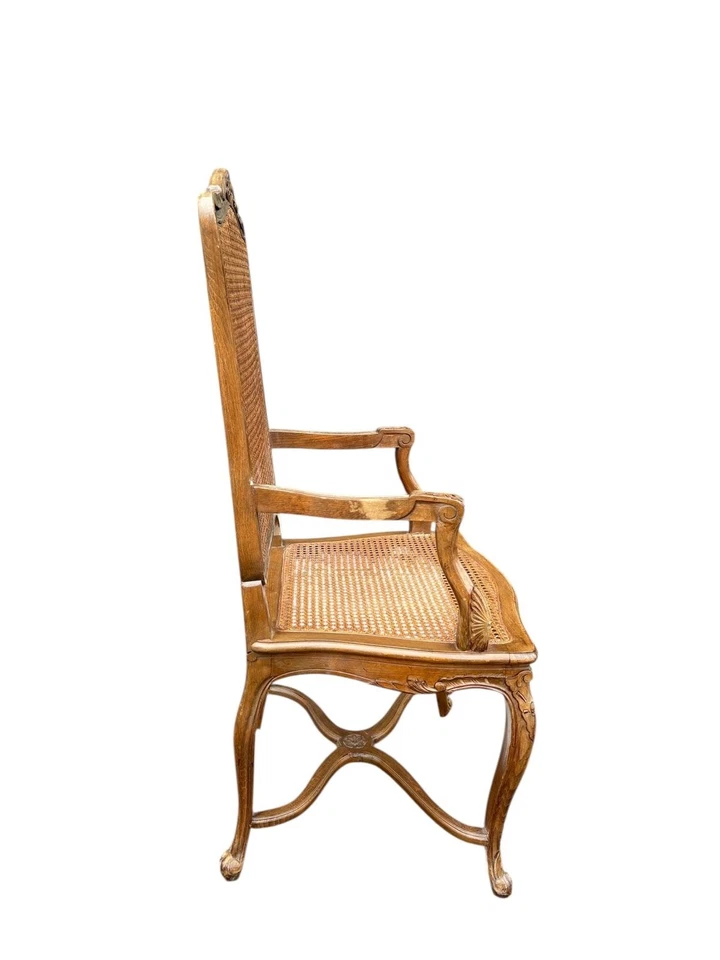 Louis XV Provincial Country Style Cane Armchair - Image 4 of 4