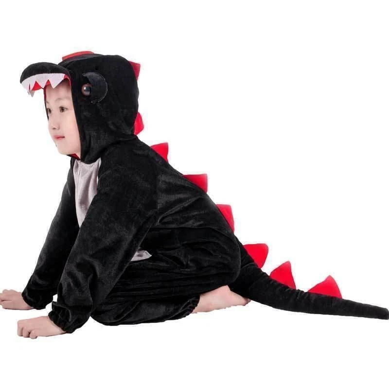 Kids Child Animal Dinosaur Kugurumi Costume Fancy Dress Boys Girls Green / Black - Image 4 of 4