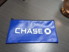 VINTAGE JPMorgan Chase Blue Zipper Money Deposit Bag (10.5" x 5.2") Rare