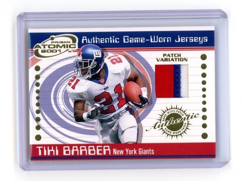 2001 Pacific Atomic Tiki Barber Game Used Prime Patch Prism Variation Giants