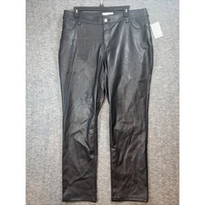 Westbound Women The Fit Formula Fit Black Faux Leather Pant Stretch Sz 14W-S NEW