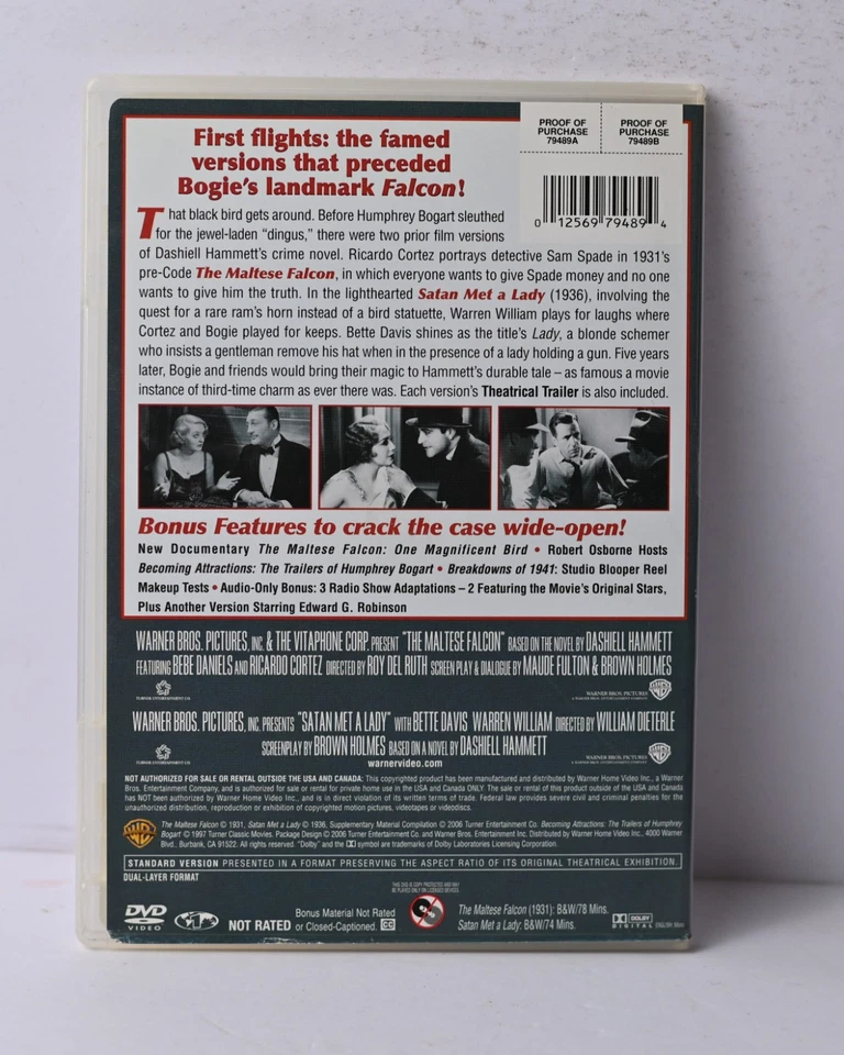 The Maltese Falcon (1931) / Satan Met a Lady (1936) (DVD, 2 FILM) - Image 3 of 4
