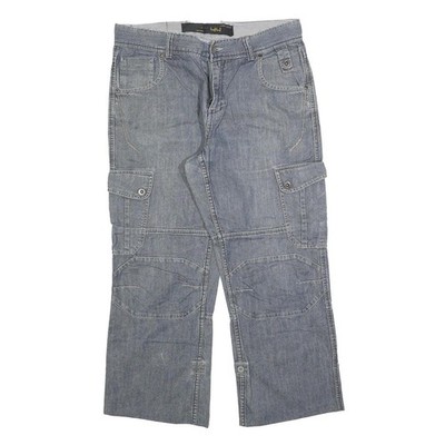GREEN COAST Herren Regular Fit Blaue Denim Cargo Jeans W34 L27 Baumwollmix