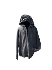 Nike VTG Blue Tag 80's Hoodie Full Zip Up Logo Swoosh Gray Pockets Size Large