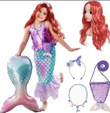 Funna Girls Little Mermaid Costume Princess Dress Up, Cosplay, Halloween 7-8 Yrs