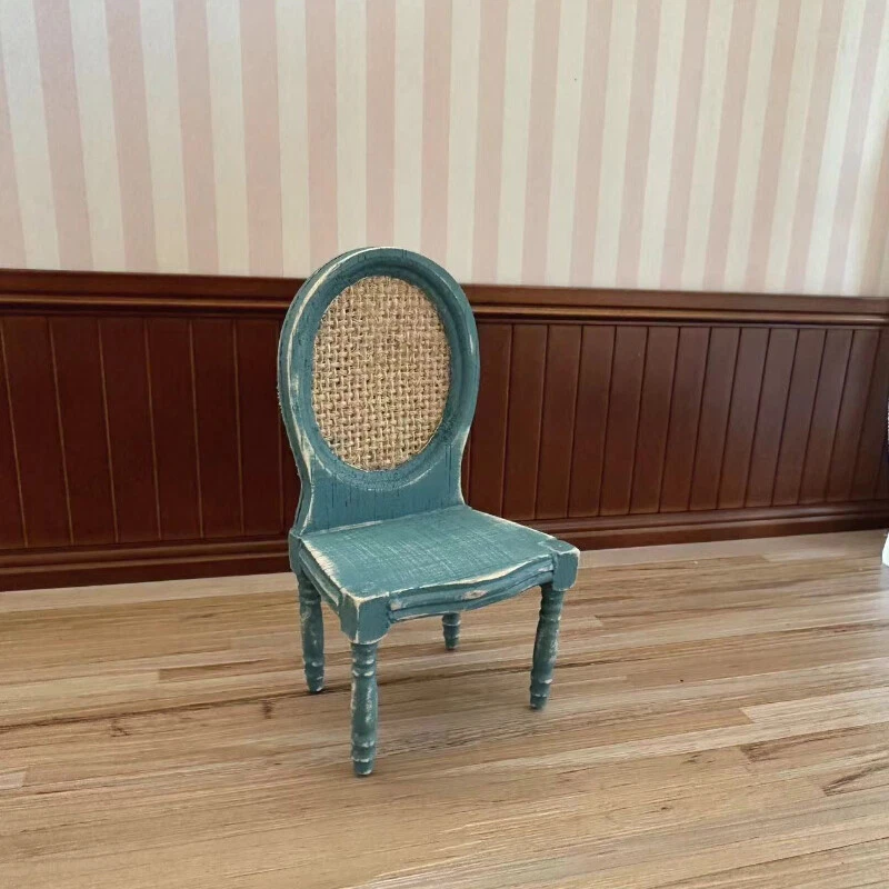 1:12 Scale Dolls House Miniatures Blue Furniture Vintage Old Chair Armchair Wood - Image 3 of 4