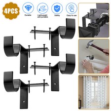 4 PCS Hole-Free Hang Curtain Bracket Rod Holders Single Hook Into Window Frame