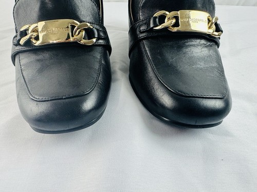 Karl Lagerfeld Paris Leather Block Heel Loafer Brown Size 9 NWOT - Picture 4 of 16