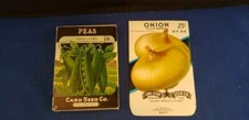 Card Seed Co. Gradus Peas Seed Box Litho Fredonia, NY Onion Envelope Vintage 