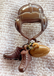 WW2 Era  American Football Helmet with Dangle Cleats and Football Pin