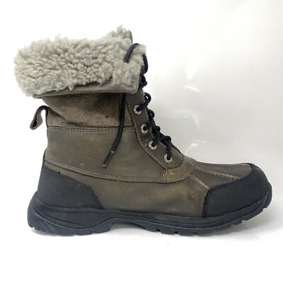 UGG Butte Lace Up Winter Snow Boots Men's Sz 9.5 M Brown Leather