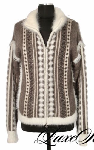 CHANEL 2010 Angora Brown-Multi Zippered Knit Jacke