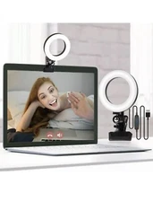 Video Conference Lighting Kit, LED Ring Light w Clip Clamp Selfie TIK Tok
