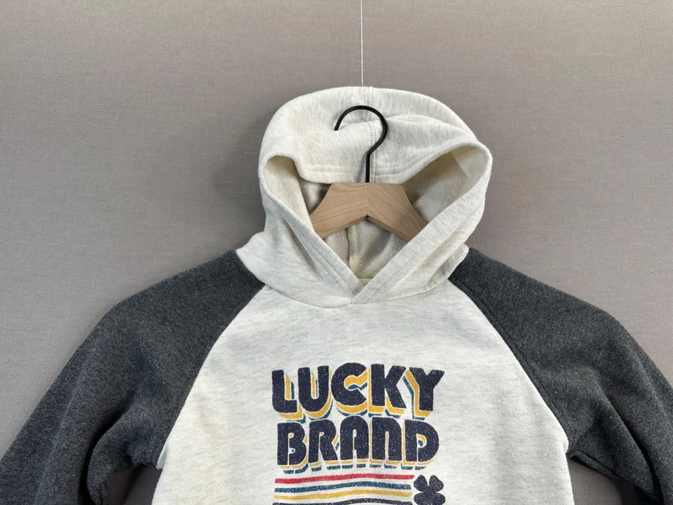 Sudadera con capucha blanca Lucky Brand para niños pequeños con bolsillos manga larga talla 6 " Foto 3 de 4