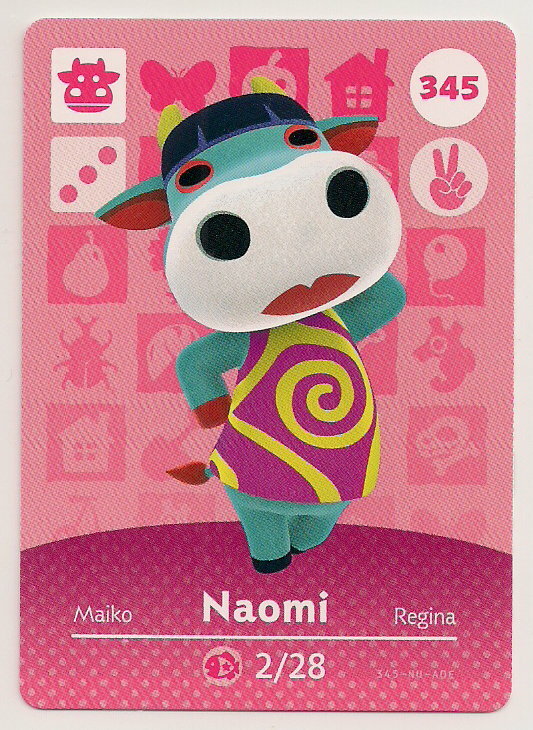 アミーボ Animal Crossing amiibo Card: Naomi 345 Series 4 Cow New Leaf