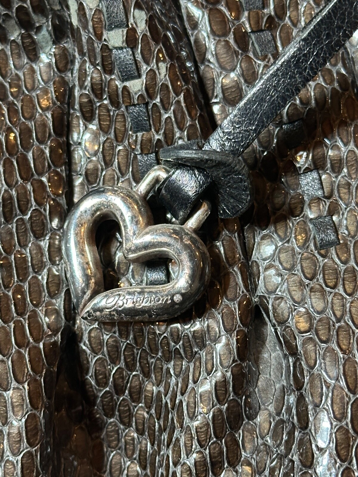 Brighton Breelan Python Embossed Leather Hobo Han… - image 4