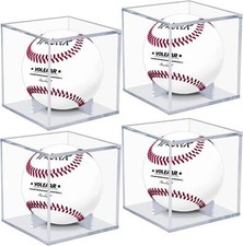 Baseball Display Case 4 Pack UV Protected Acrylic Square Baseball Holder Clear