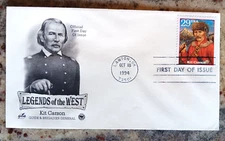LEGENDS OF THE WEST KIT CARSON GUIDE  1995 ARTCRAFT PCS CACHET FDC VF UNADDR