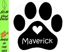 Personalized Paw Print Decal, Pet Name custom Decal Sticker, Dog or Cat USA