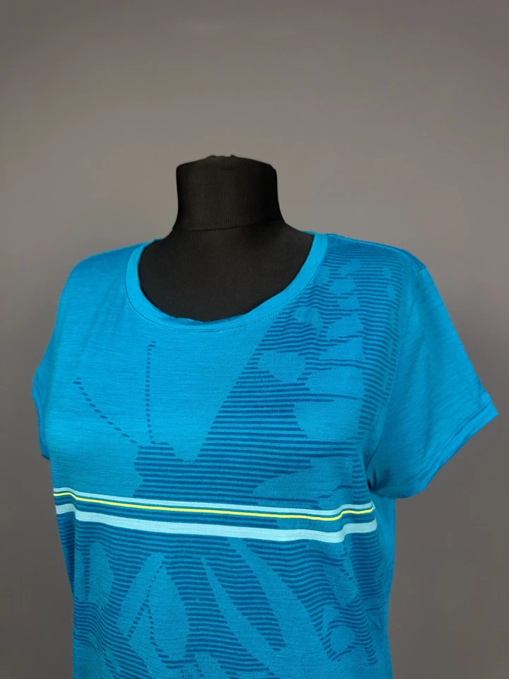 Camiseta para mujer Icebreaker azul mariposa lana merino manga corta aire libre M Foto 2 de 4