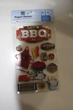 Paper House 3D Let's BBQ Grill Low&Slow Apron Spatula Drinks Scrapbooking Crafts