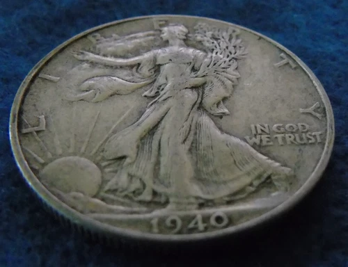 1940 P WALKING LIBERTY 90% SILVER HALF DOLLAR Cent Fifty 1/2 XF EF? Off Center!