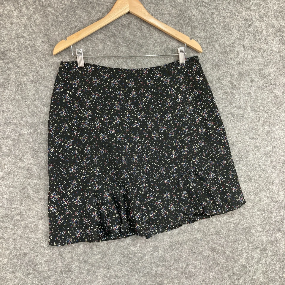 Target Womens Skirt Size 12 Black Floral A-Line Zip Mini Lined 36127 - Image 3 of 4
