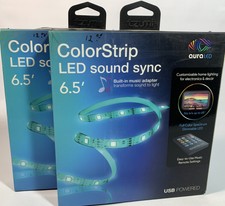 2 Tzumi Aura LED ColorStrip SOUND SYNC Lights, 6.5' Lot of 2 Easy To Use USB Pow