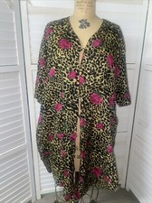Vintage SHAZEIN INTIMATE Size OSFA Purple Animal Floral Nightshirt Robe Muumuu
