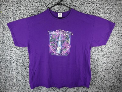 Vintage 1995 Oregon Waterfall Nature Purple  Columbia River T-Shirt Adult XXL