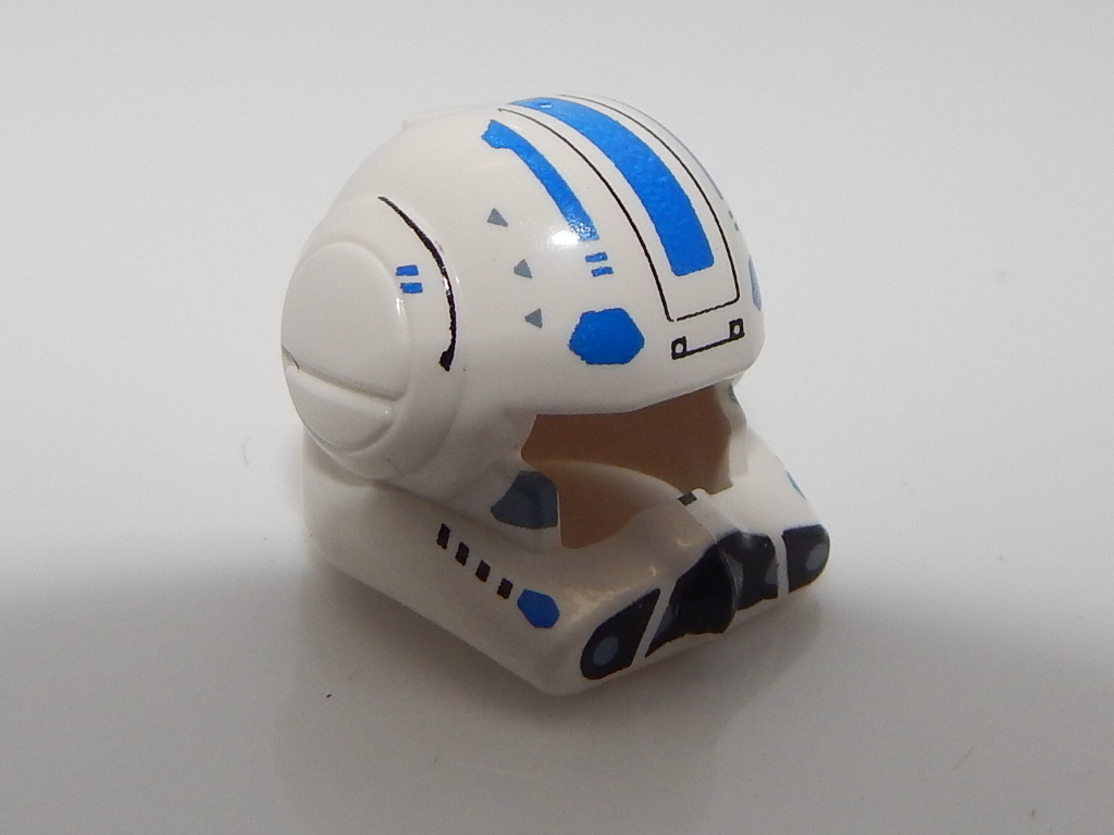 Lego Star Wars Helmet Clone Pilot with Open Visor and Blue Markings Pattern  #H17