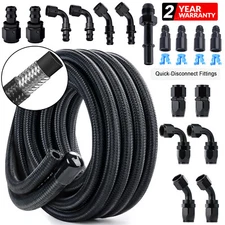 6AN 3/8" CPE Nylon Braided Fuel Hose 10FT with LS Swap EFI Fuel Line Fitting Kit