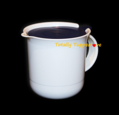 Tupperware Creamer Pitcher Sugar Bowl 12 oz. / 355 ml White Blue Vintage EUC  