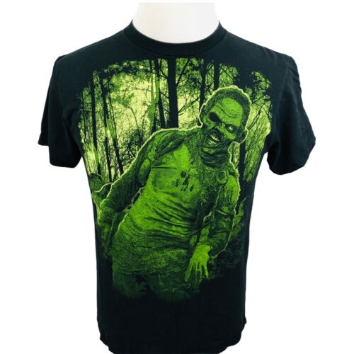 Zombie Mens Swamp Thing Monster Graphic T-Shirt Black Green Crew Neck Vintage M - Picture 1 of 7