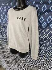 Romwe Sweatshirt Gray XL Babe Women Pullover Chest 44" Length 23"