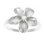 925 Sterling Silver Hawaiian Plumeria Flower Ring - Tricolor With Cubic Zirconia