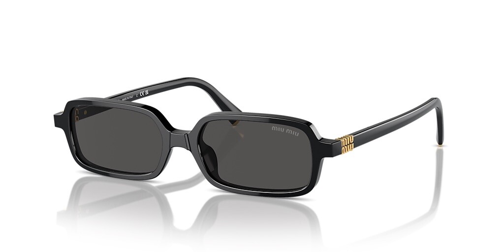 MIU MIU MU 11ZS 16K5S0 Black Gold Dark Grey Lens Women