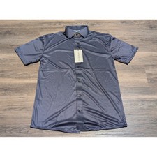 Collars  Co Mens Small Navy Blue Dot Print Short Sleeve Button Up Shirt