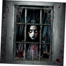 Halloween Ghost Curtains Decorations, Halloween Window Silhouettes Mini Girl