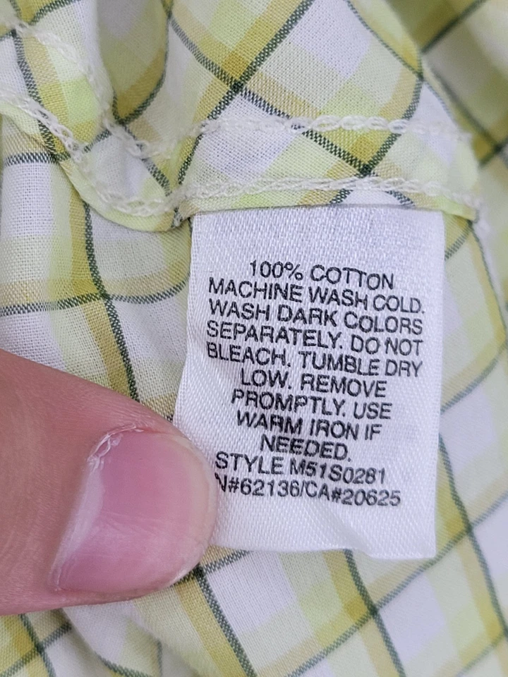 Guess Shirt Mens Large Yellow Plaid Long Sleeve Button Up Y2K Retro Hipster 90s - Image 4 of 4