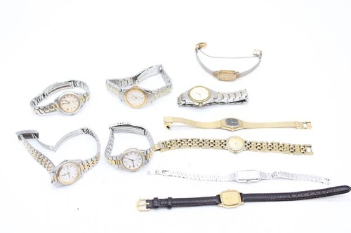 A x10 Vintage Ladies Seiko Gold Tone Quartz Wristwatches Not Tested