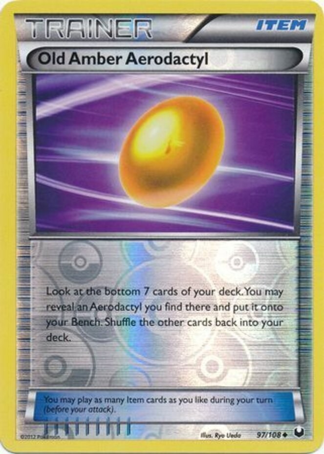 x4 Old Amber Aerodactyl - 97/108 - Uncommon - Reverse Holo Pokemon BW5 Dark Expl